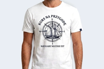 Żeglarski T-shirt męski - KURS NA PRZYGODĘ